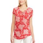 Women's Chaps Print Lace-up Top, Size: Xl, Red