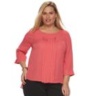 Plus Size Dana Buchman Pleated Chiffon Top, Women's, Size: 2xl, Lt Orange