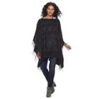 Chaps Fringed Southwest Poncho, Women's, Black