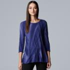 Women's Simply Vera Vera Wang Textured Asymmetrical Top, Size: Small, Dark Blue