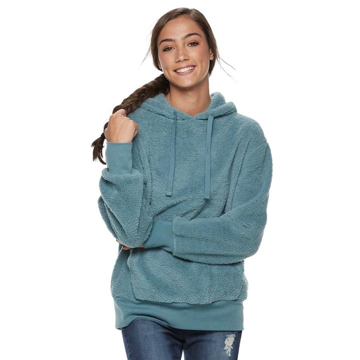 Juniors' So&reg; Sherpa Hoodie, Teens, Size: Large, Med Blue