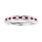 Cherish Always 10k White Gold 3/8-ct. T.w. Round-cut Diamond And Ruby Wedding Ring, Women's, Size: 7, Red
