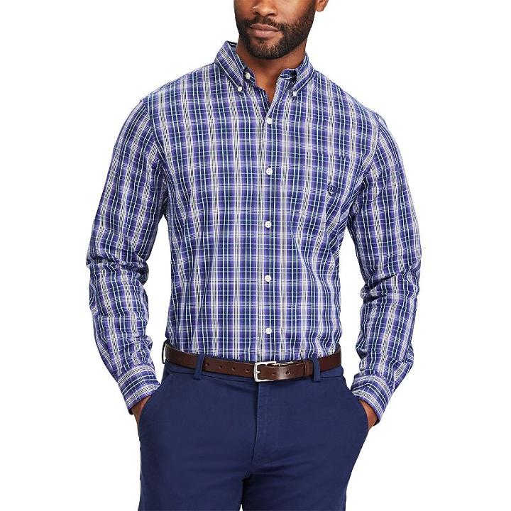 Men's Chaps Classic-fit Patterned Stretch Button-down Shirt, Size: Large, Purple