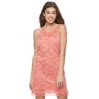 Juniors' Lily Rose Lace Tie Front Shift Dress, Girl's, Size: Xs, Orange Oth
