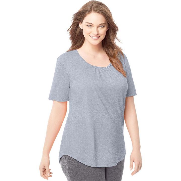 Plus Size Just My Size Shirred Scoopneck Tee, Women's, Size: 2xl, Med Grey