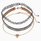 Mudd&reg; Owl, Faux Snakeskin & Tattoo Choker Necklace Set, Women's, Black