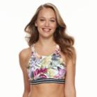 Women's N Leafy Tropical Bust Minimizer Bikini Top, Size: Xxl, Pink Floral