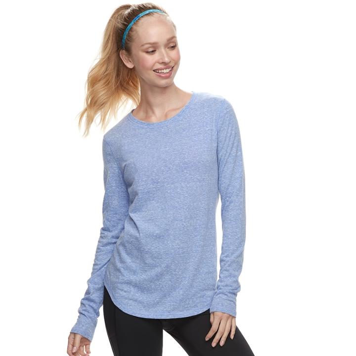 Women's Tek Gear&reg; Crewneck Long Sleeve Tee, Size: M Tall, Med Purple