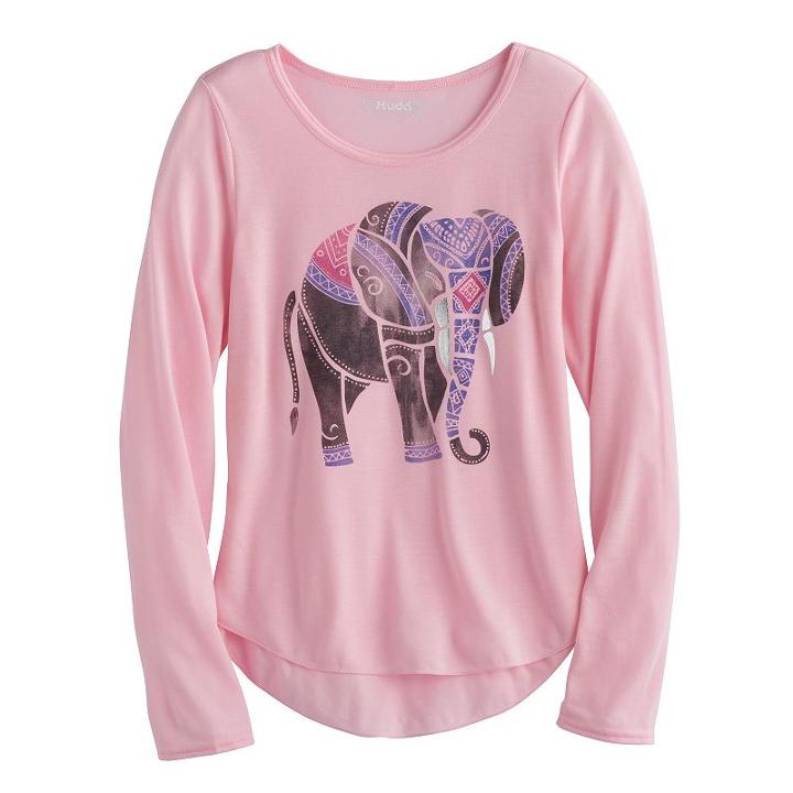 Girls 7-16 & Plus Size Mudd&reg; High-low Graphic Tee, Size: 12, Brt Pink