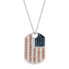 Sterling Silver 1/3 Carat T.w. Red, White & Blue Diamond Dog Tag Necklace, Women's, Size: 18, Multicolor
