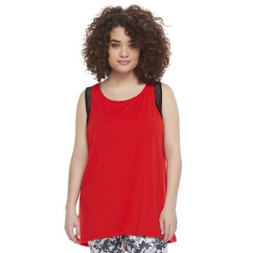 Madden Nyc Juniors' Plus Size Mesh Trim Tank, Girl's, Size: 1xl, Red Other
