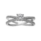 Primrose Sterling Silver Cubic Zirconia Crisscross Ring, Women's, Size: 8, White