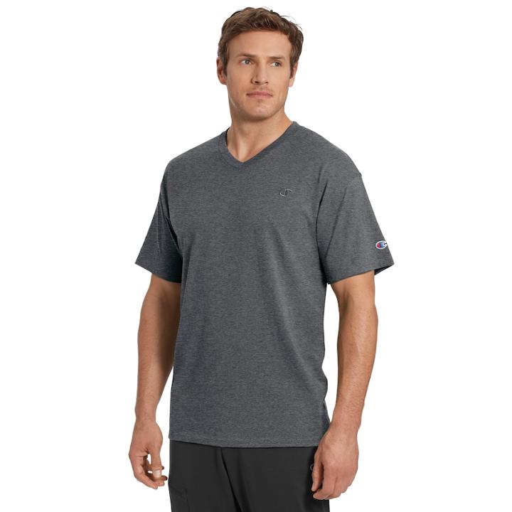 Men's Champion Classic V-neck Tee, Size: Large, Dark Grey