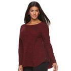 Plus Size Croft & Barrow&reg; Side Zipper Tweed Boatneck Sweater, Women's, Size: 1xl, Med Red