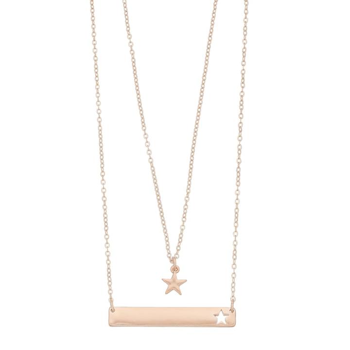 Lc Lauren Conrad Star Bar Punch Out Double Strand Necklace, Women's, Light Pink