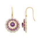 Amethyst 18k Gold Over Silver Flower Drop Earrings, Women's, Purple