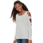 Juniors' Pink Republic Ladder Sleeve Cold-shoulder Top, Teens, Size: Large, Grey