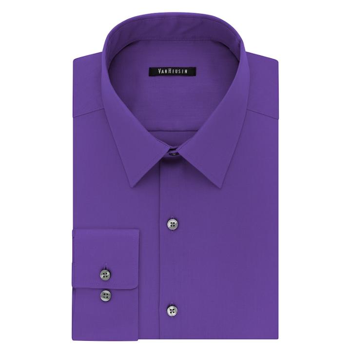 Men's Van Heusen Slim-fit Flex Collar Stretch Dress Shirt, Size: 17.5-32/33, Purple