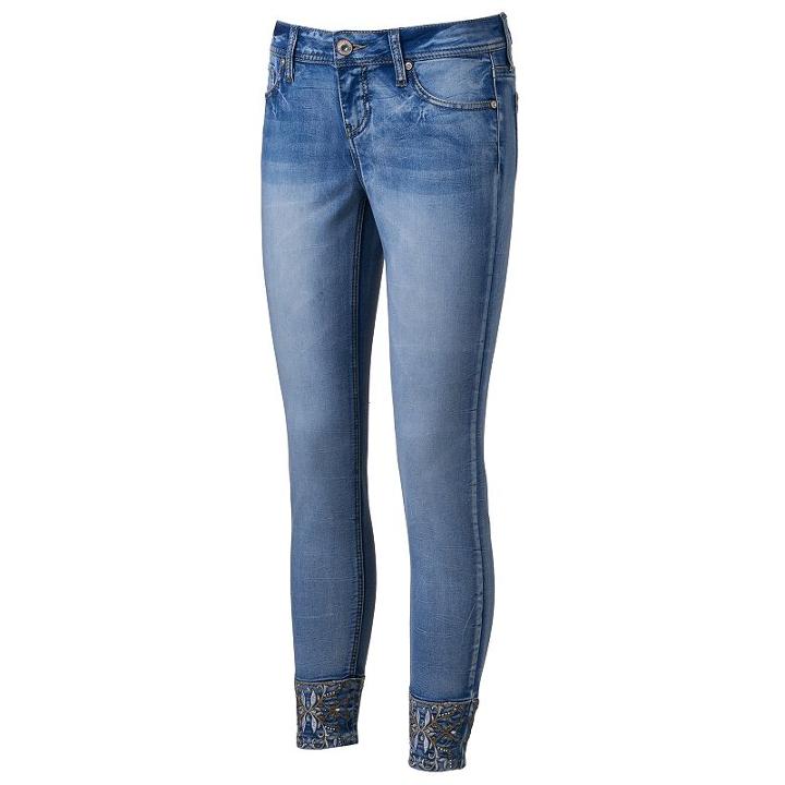 Juniors' Hydraulic Lola Embellished Ankle Jeans, Girl's, Size: 3, Blue