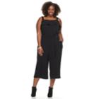 Plus Size Apt. 9&reg; Textured Flounce Jumpsuit, Women's, Size: 0x, Black