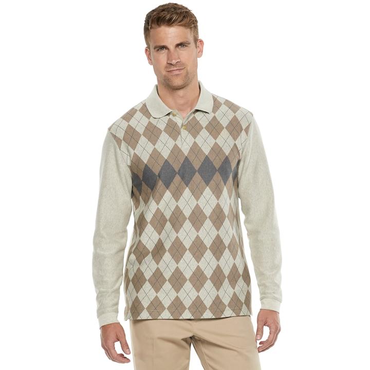 Men's Haggar Classic-fit Soft Touch Jacquard Polo, Size: Large, White