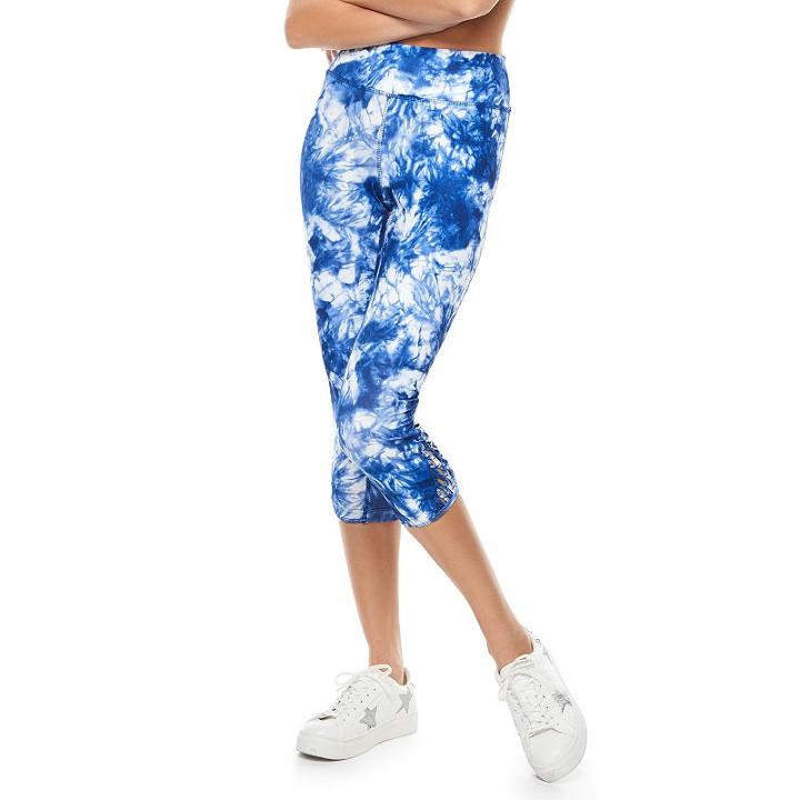 Madden Nyc Juniors' Macrame Inset Capri Leggings, Girl's, Size: Small, Blue Other