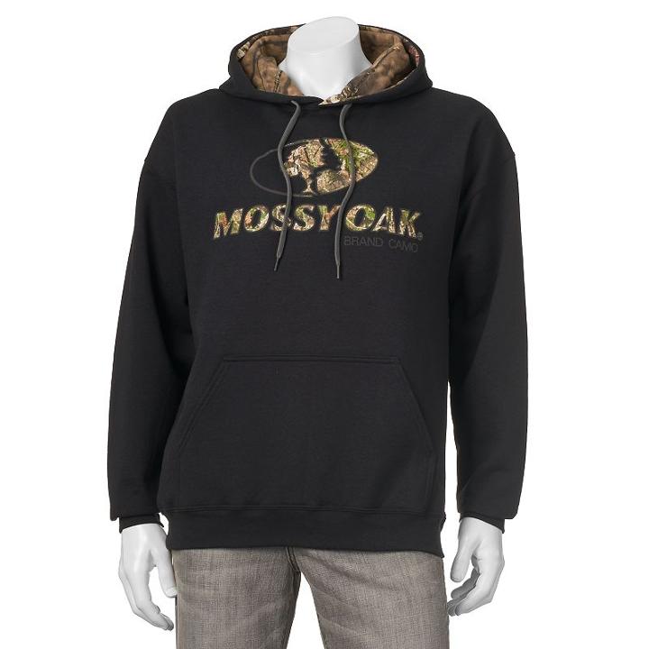 Men's Mossy Oak Camo Logo Lined Hoodie, Size: Xl, Black