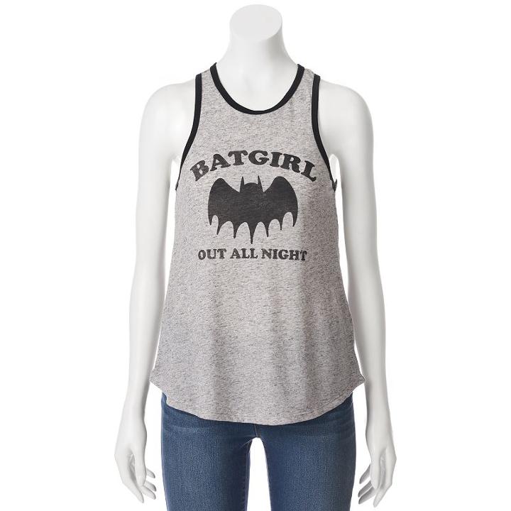 Juniors' Dc Comics Batman Batgirl Logo Racerback Graphic Tank, Girl's, Size: Small, Grey