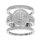 Sterling Silver 1/2 Carat T.w. Diamond 3 Piece Engagement Ring Set, Women's, Size: 7, White