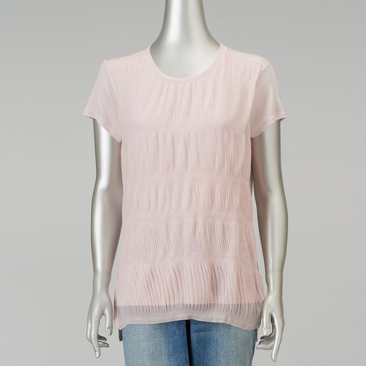 Women's Simply Vera Vera Wang Textured Mixed-media Top, Size: Xl, Purple