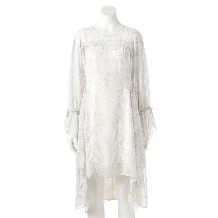 Women's Lc Lauren Conrad High-low Print A-line Dress, Size: Small, White Oth