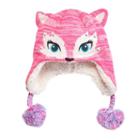 Girls 4-14 So&reg; Marled Rhinestone Fox Sherpa Earflap Pom-pom Hat, Girl's, Size: Small, Dark Pink