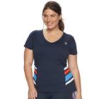 Plus Size Fila Sport&reg; Heritage Colorblock V-neck Workout Tee, Women's, Size: 1xl, Blue (navy)