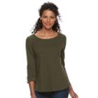 Women's Croft & Barrow&reg; Slubbed Scoopneck Tee, Size: Medium, Green