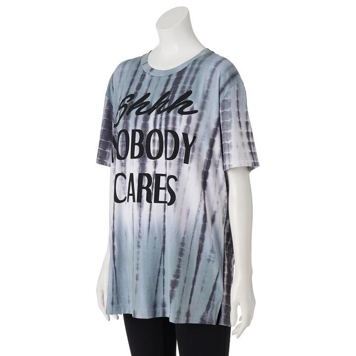 Juniors' Awake Shh Nobody Cares Oversized Graphic Tee, Girl's, Size: Medium, Med Blue