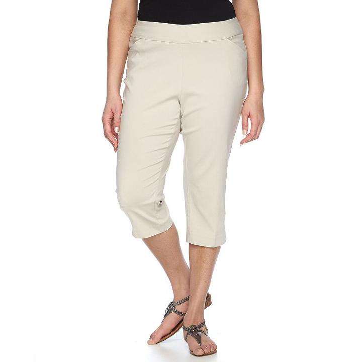 Plus Size Napa Valley Pull-on Capris, Women's, Size: 22 W, Lt Brown