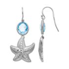 Sterling Silver Blue Topaz Starfish Drop Earrings, Women's