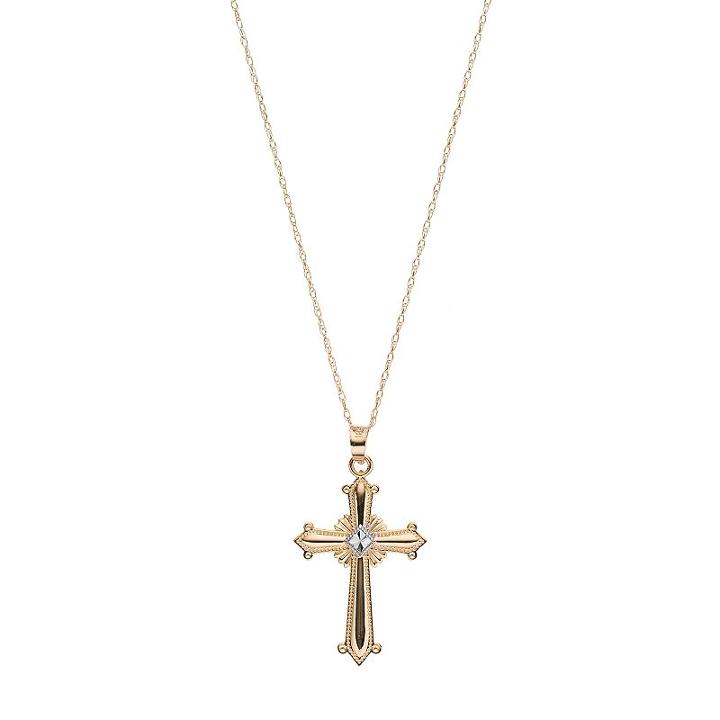18k Gold Cross Pendant Necklace, Women's, Size: 18, Yellow