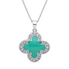 Marie Claire Jewelry Crystal Silver Tone Clover Pendant Necklace, Women's, Size: 17, Turq/aqua