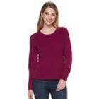 Women's Napa Valley Crewneck Cable-knit Sweater, Size: Large, Dark Red