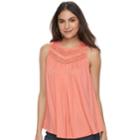 Women's Apt. 9&reg; Inset Lace Swing Tank, Size: Xs, Med Pink