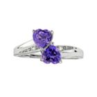 Sterling Silver Amethyst & Diamond Accent Heart Bypass Ring, Women's, Size: 5, Purple