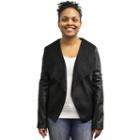 Women's Mo-ka Faux-leather Open-front Jacket, Size: Large, Black