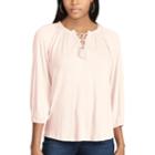 Women's Chaps Lace-trim Peasant Top, Size: Small, Pink
