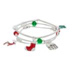 Christmas Tree, Reindeer & Stocking Charm Stretch Bracelet Set, Women's, Multicolor