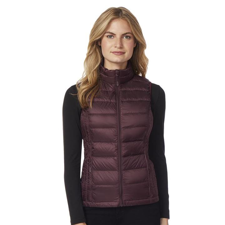 Women's Heat Keep Down Puffer Vest, Size: Large, Dark Red