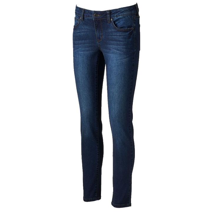 Women's Sonoma Goods For Life&trade; Whiskered Skinny Jeans, Size: 4, Dark Blue