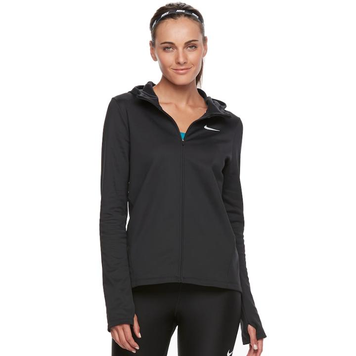 Women's Nike Therma Running Hoodie, Size: Xl, Grey (charcoal)