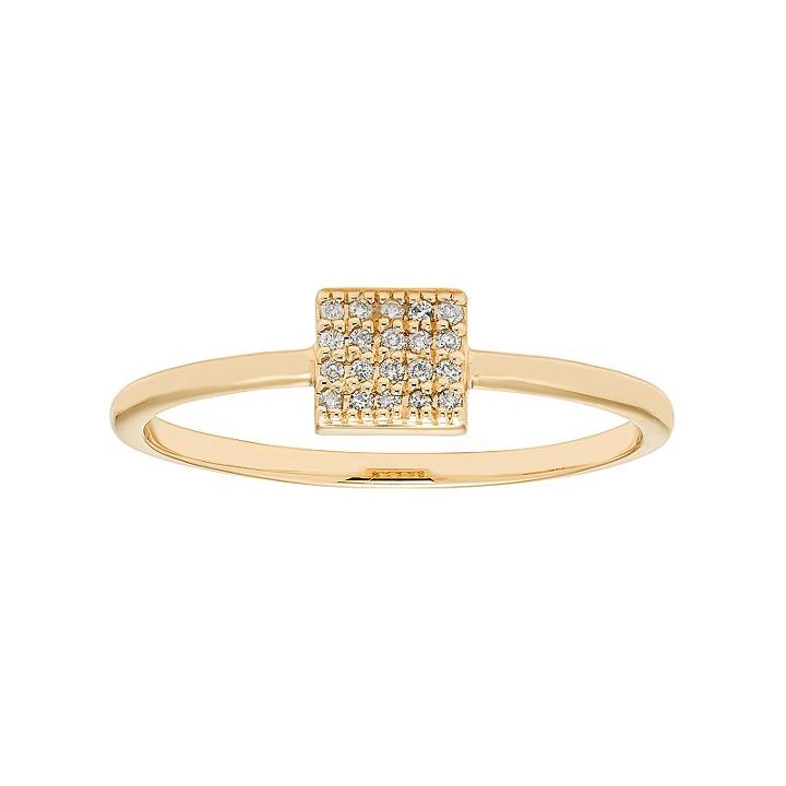 10k Gold Diamond Accent Square Ring, Women's, Size: 8, White