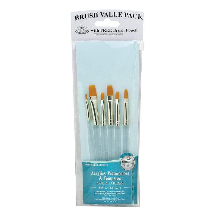 Royal & Langnickel 6-piece Short Handle Taklon Shader Brush Set ()